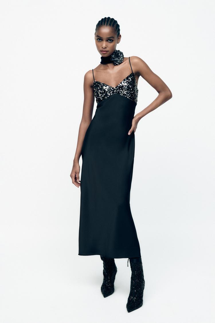 Zara black evening dress new arrivals